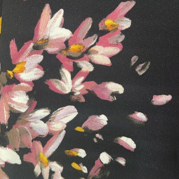 Escada Black Pink Floral V Neck Top - Picture 6 of 7